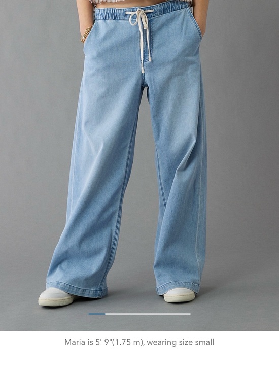 American Eagle Outfitters Denim - Light Blue Wide Leg women Jeans with Drawstring Waist